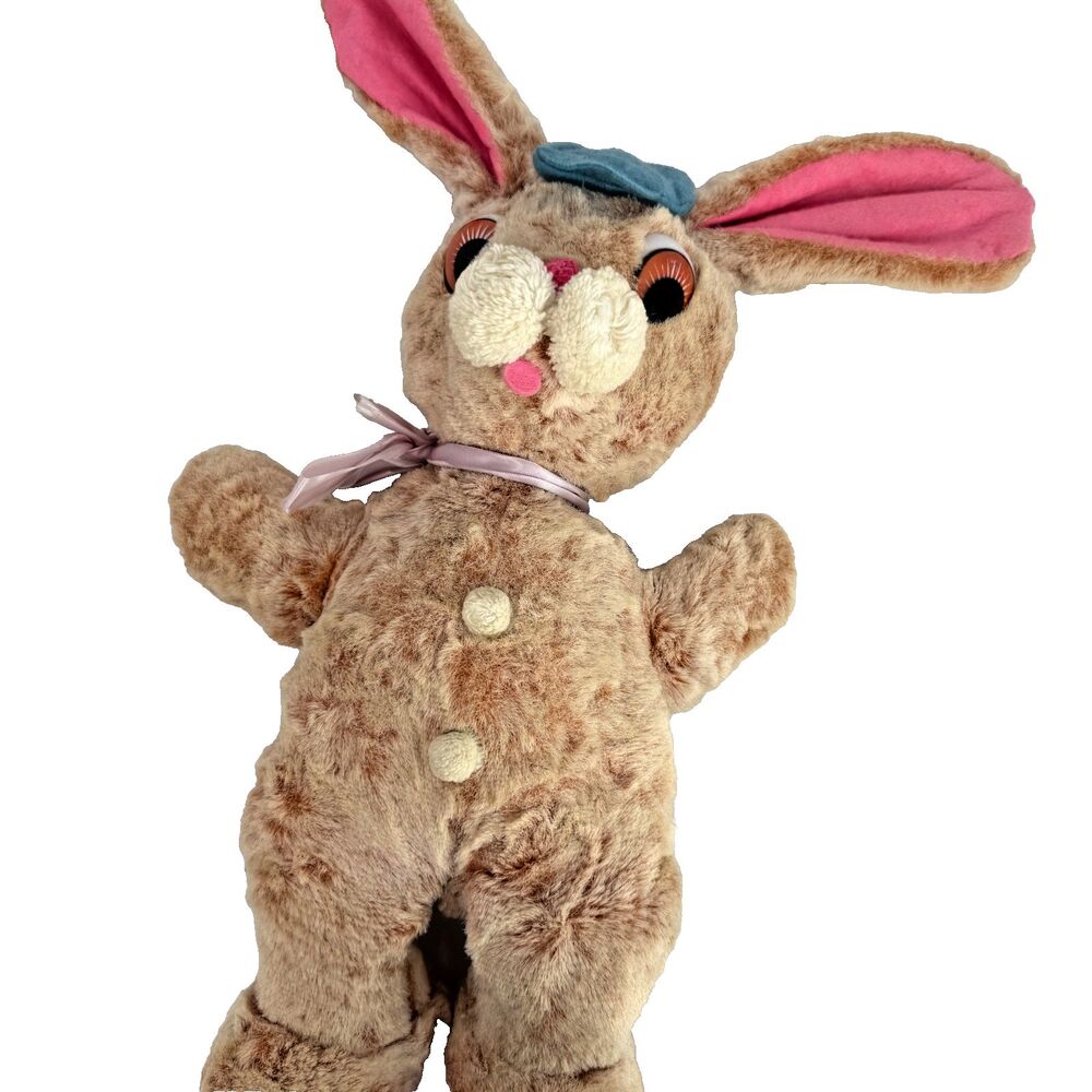 Vintage Commonwealth Toy Co Plush Bunny Rabbit Blue Hat Pink Ears Brooklyn 16"